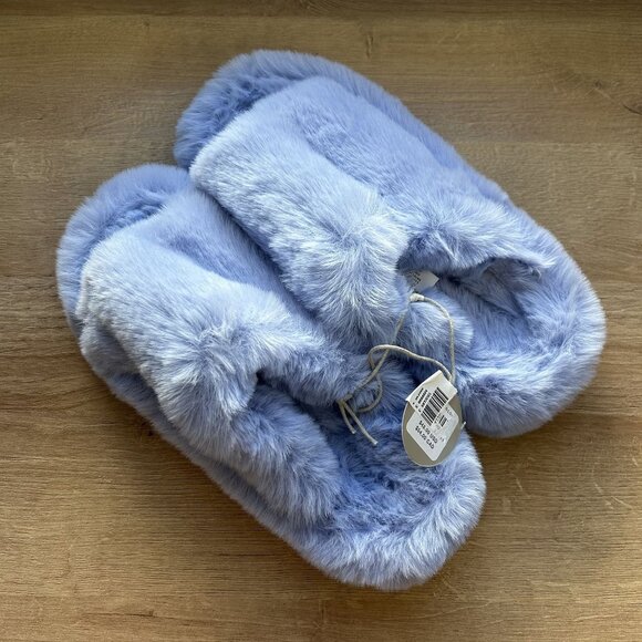 Anthropologie Maeve Fuzzy Sky Platform Slippers Women's Size Medium M (8-9) NWT - Picture 1 of 6